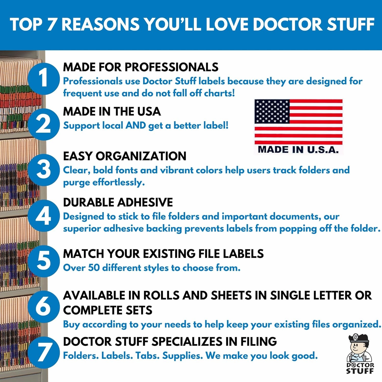 Doctor Stuff - File Folder Labels, Alphabet Letter H, POS 3400 - POAM Series Compatible Alpha Stickers, Dark Green, 15/16" x 1-5/8", 225 Labels per Package