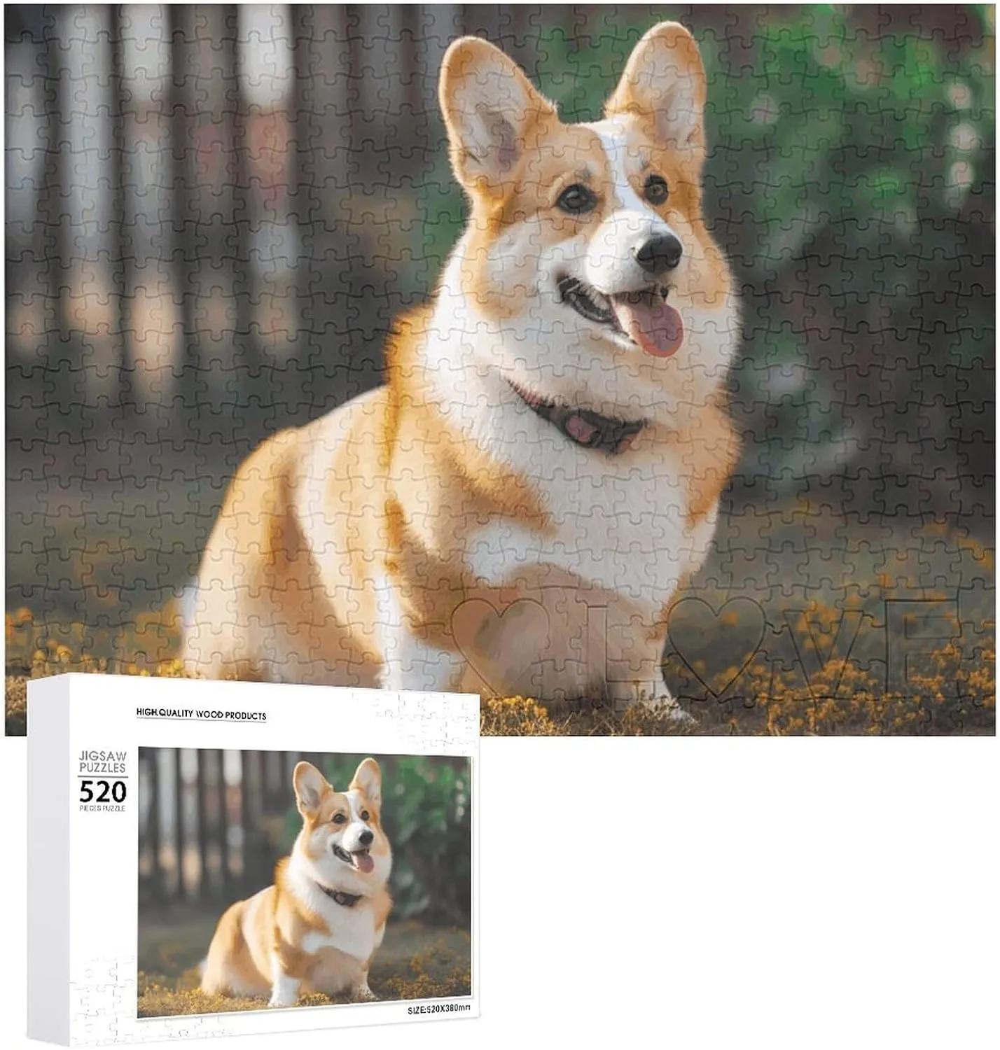 Dog Corgi Puzzles 520 Pieces Personalized Jigsaw Puzzles Dog Corgi Photo Puzzle Challenging Picture Puzzle for Adults Personaliz Jigsaw with Storage Bag (20.5" X 15")