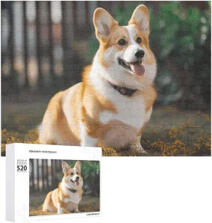 Dog Corgi Puzzles 520 Pieces Personalized Jigsaw Puzzles Dog Corgi Photo Puzzle Challenging Picture Puzzle for Adults Personaliz Jigsaw with Storage Bag (20.5" X 15")