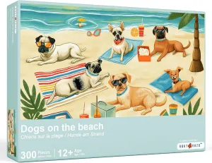 Dogs on The Beach, 300 Pieces Jigsaw Puzzles, Moderate Challenge, Kids Puzzles, Family Puzzles, Family Game Nights, Finish Size 20.5 * 15.0 in