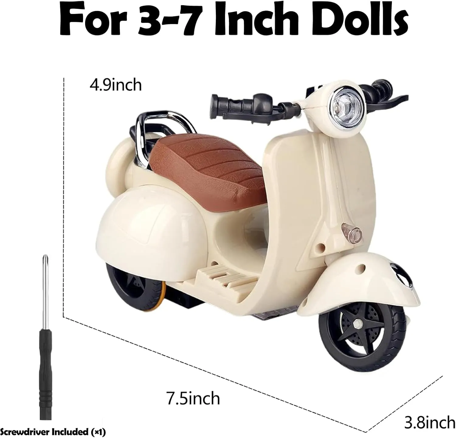 Doll Scooter Toy with Light & Music | Interactive Rotating Electric Collectible | Cute Desktop Decor for Collectors | Scooter for Labu Fans, Safe PVC Ornament (Cream)