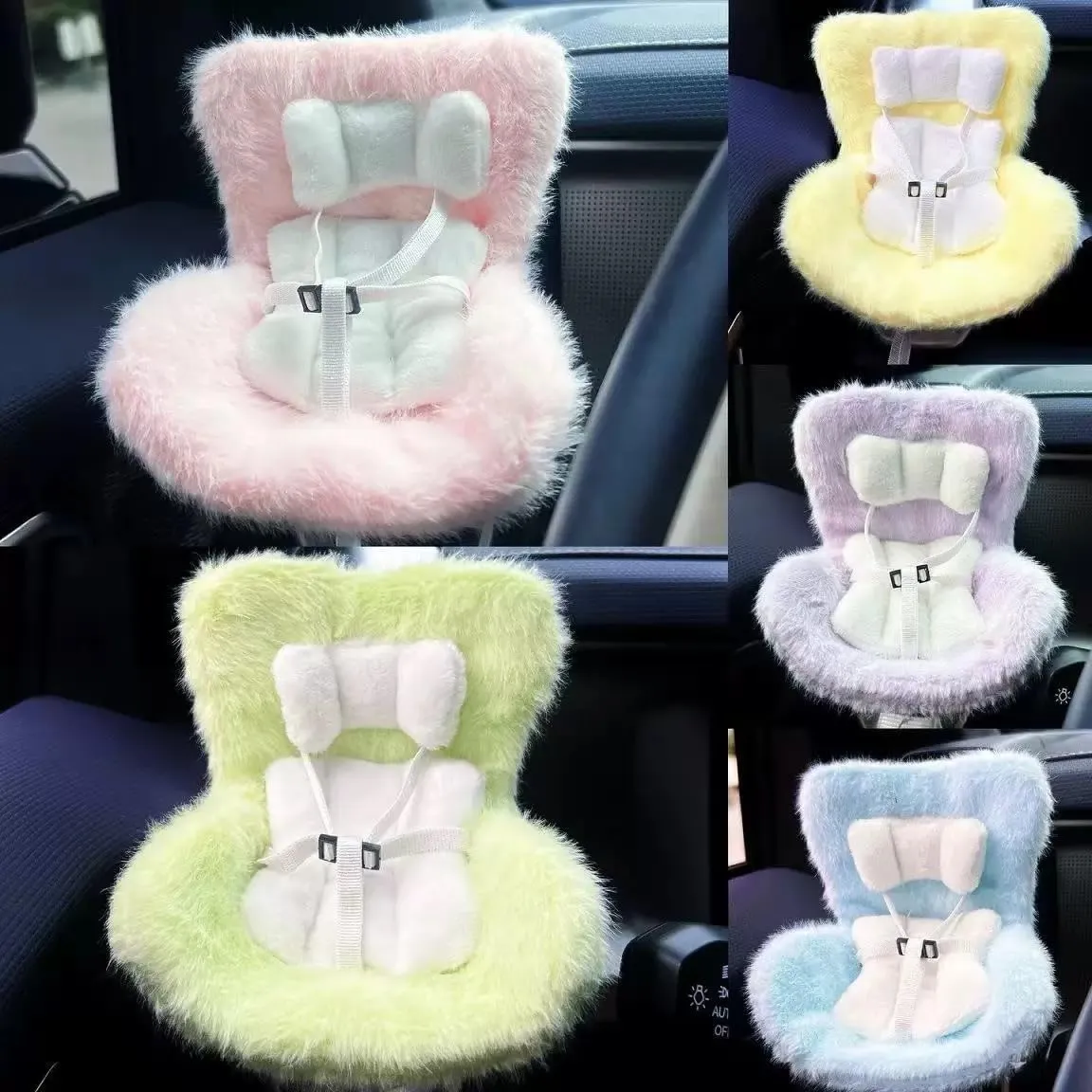 Dolls Car Seat, Cute Car Decoration for 10-17cm Dolls, with Breathable Clips & Refreshing Scent Tablets, it is a Safe and Solid car Companion (Green)