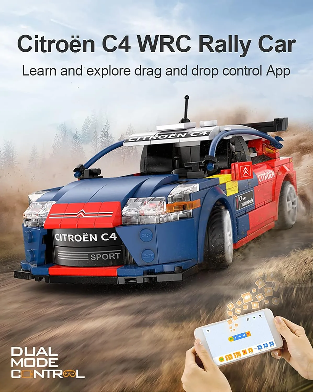 dOMOb Citroen C4 Rally WRC RC Car Building Kit – Bricks Toys for 6  Age Kids & Adults – 1:20 Model Build Set – 2.4GHz Remote Control – 329 pcs Blocks – STEM for Boys & Girls