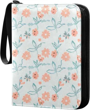Doodle Colorful Flowers Card Holder, Card Holder Album with 400 Card Slots in 50 Pages for Display, Storage, Portability