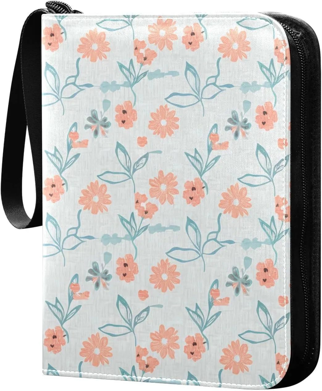 Doodle Colorful Flowers Card Holder, Card Holder Album with 400 Card Slots in 50 Pages for Display, Storage, Portability