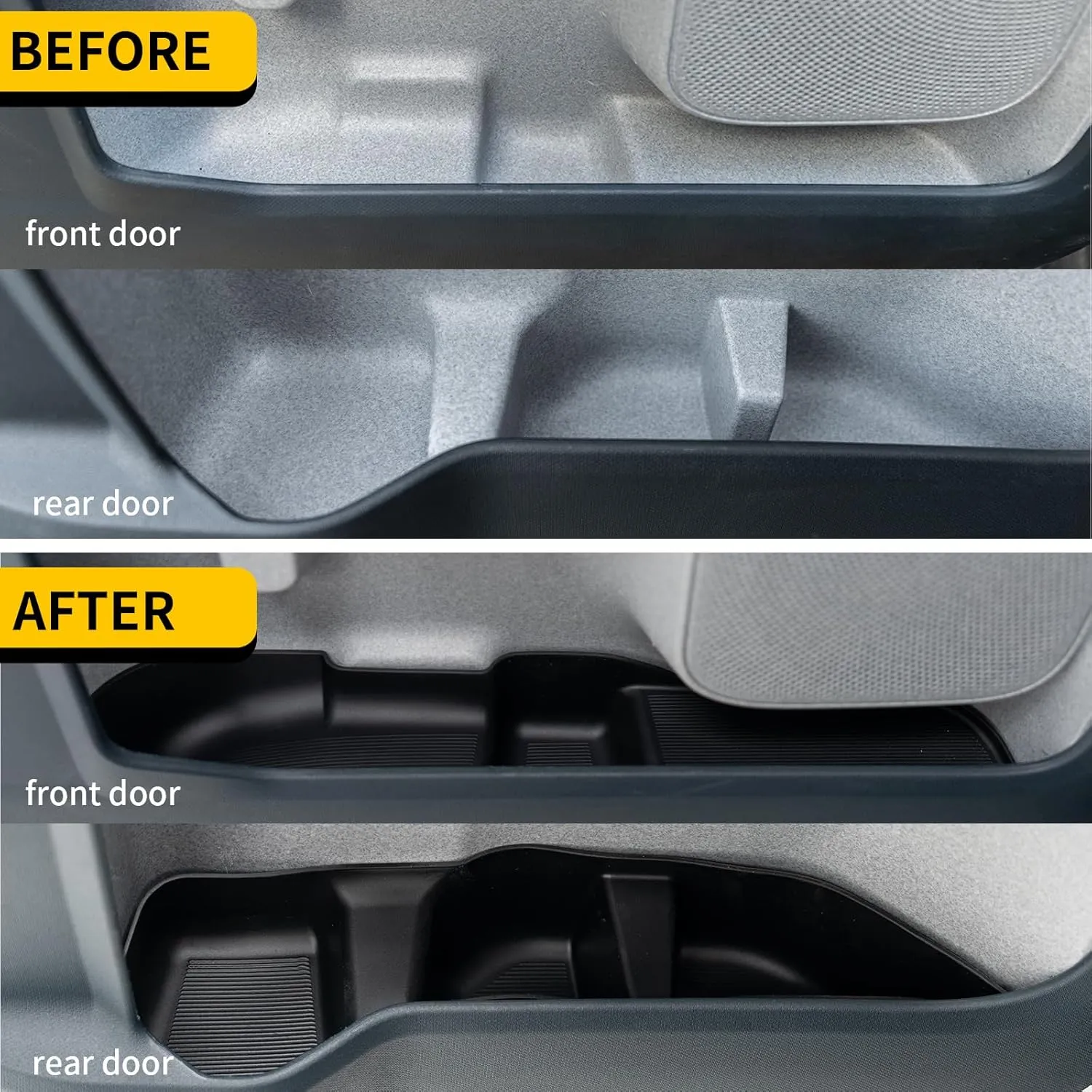Door Side Storage Tray Compatible with 2022-2025 Ford Maverick Side Door Storage Box Car Side Organizer Phone Pocket Silicone Front & Rear 4PCS Maverick Accessories (Black)