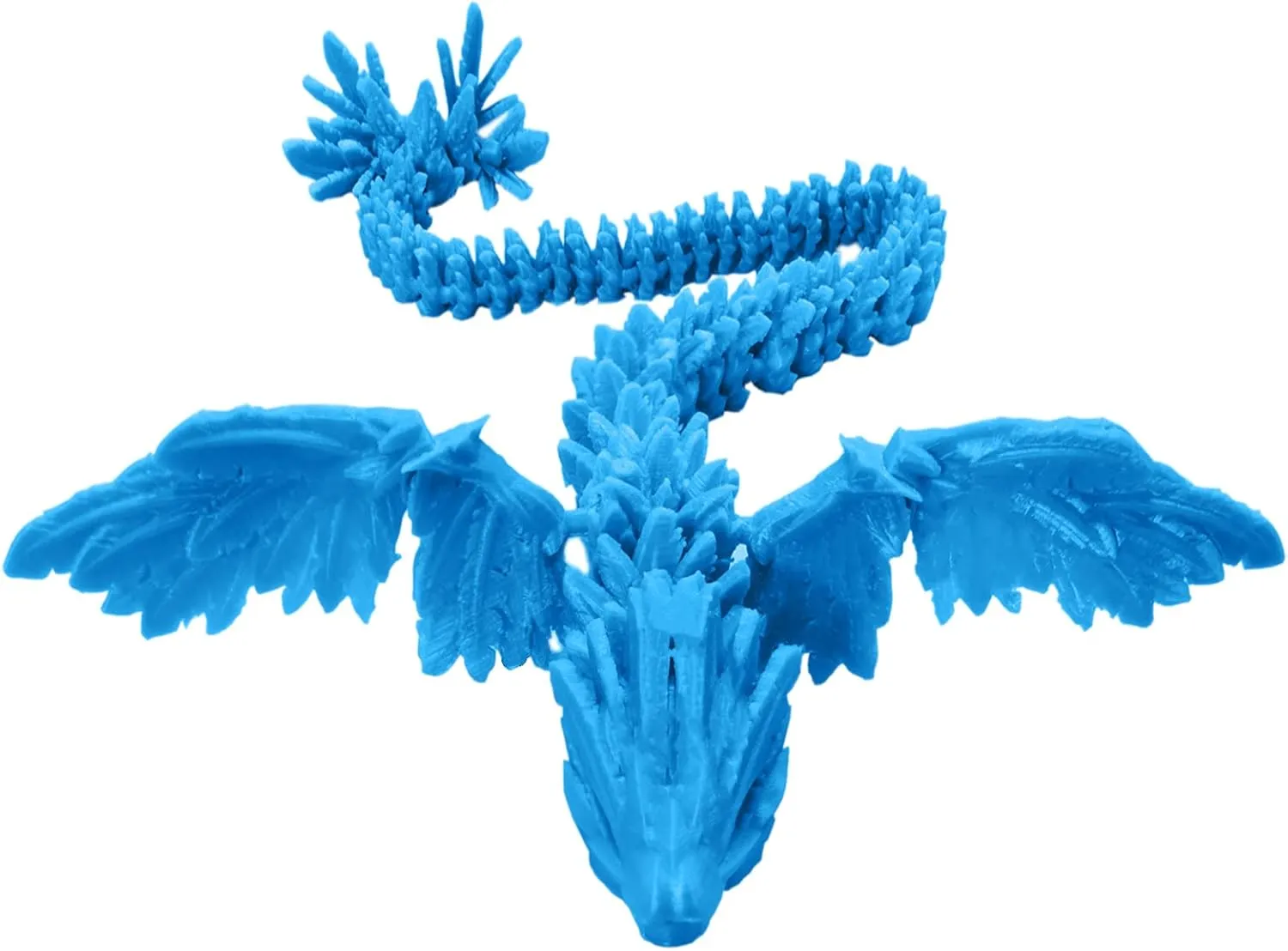 DOSSAYUN 3D Printed Dragon Toys Ancient Dragon Mother Action Figures with Flexible Flying Wings, Relief Anti-Anxiety Dragon Figurines Home Decor Collectible Figurines (Liberty Azure, 13.8 in)