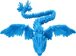 DOSSAYUN 3D Printed Dragon Toys Ancient Dragon Mother Action Figures with Flexible Flying Wings, Relief Anti-Anxiety Dragon Figurines Home Decor Collectible Figurines (Liberty Azure, 13.8 in)