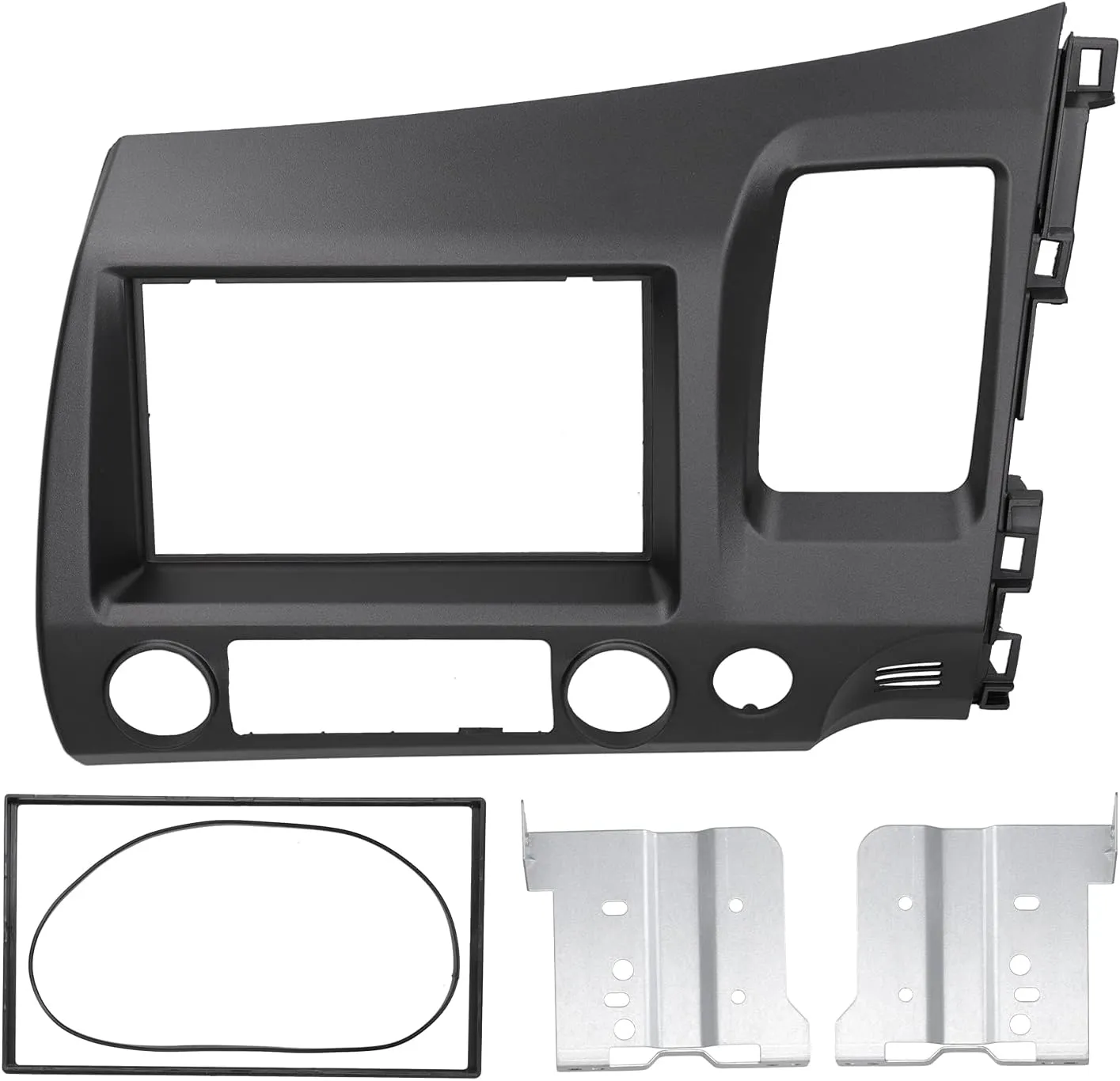 Double DIN Installation Dash Kit, Black ABS 2 Din Stereo audio Fascia Panel Navigation Fascia Car Stereo Frame for 2006‑2011 RHD