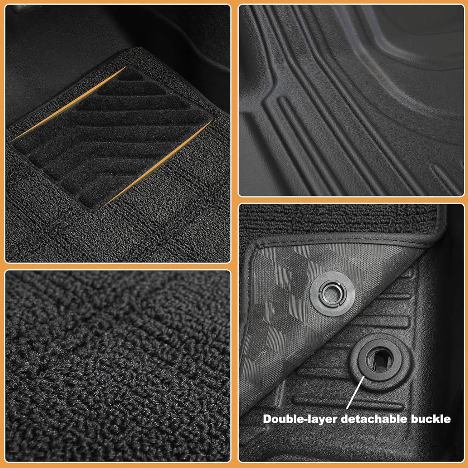 Double-Layer Floor Mats Compatible with BMW X5 2014-2018(F15) / BMW X6 (F16) 2015-2019, AOMSAZTO Custom Fit X5 Accessories Durable Stylish Protection Floor Liners Include 1st and 2nd Row