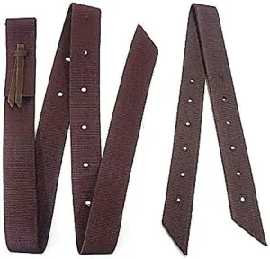 Double Ply Brown Nylon Cinch Strap and Off Billet Saddle Set