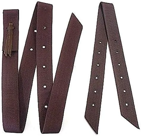 Double Ply Brown Nylon Cinch Strap and Off Billet Saddle Set