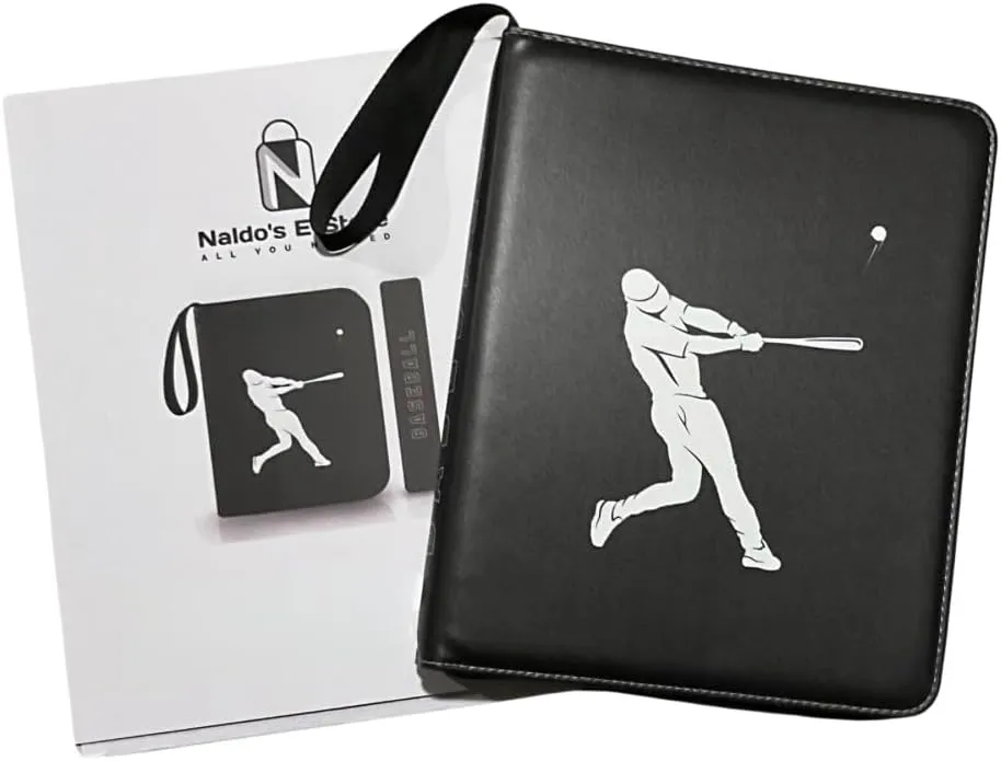 Double Sided Card Sleeves for Carrying 810 Baseball Card Binder, Trading Card Binder with a Bag of Stickers, with PU Material Cover Sports Card Binder, Baseball Card Holder, Card Binder, Black