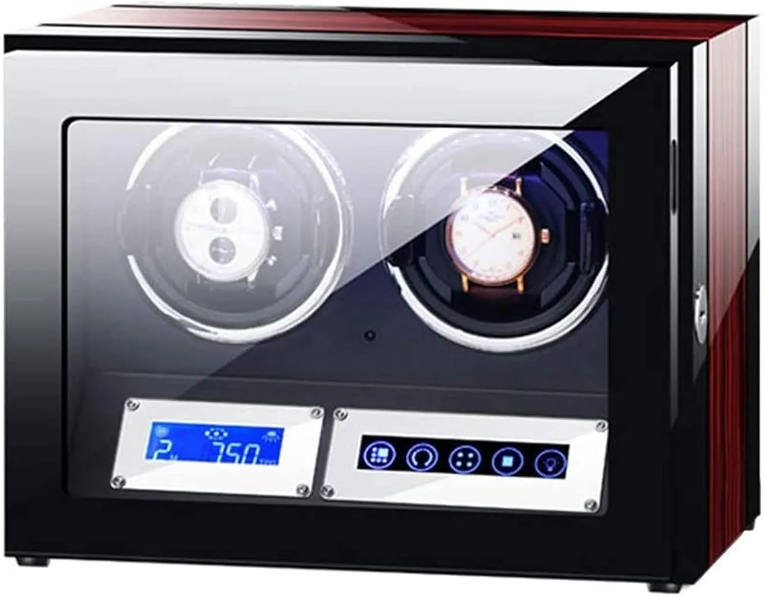 Double Watch Winders Box for Automatic Watches Touch Panel Display Screen Flexible Watch Pillow Built-in LED Illumination Accessories