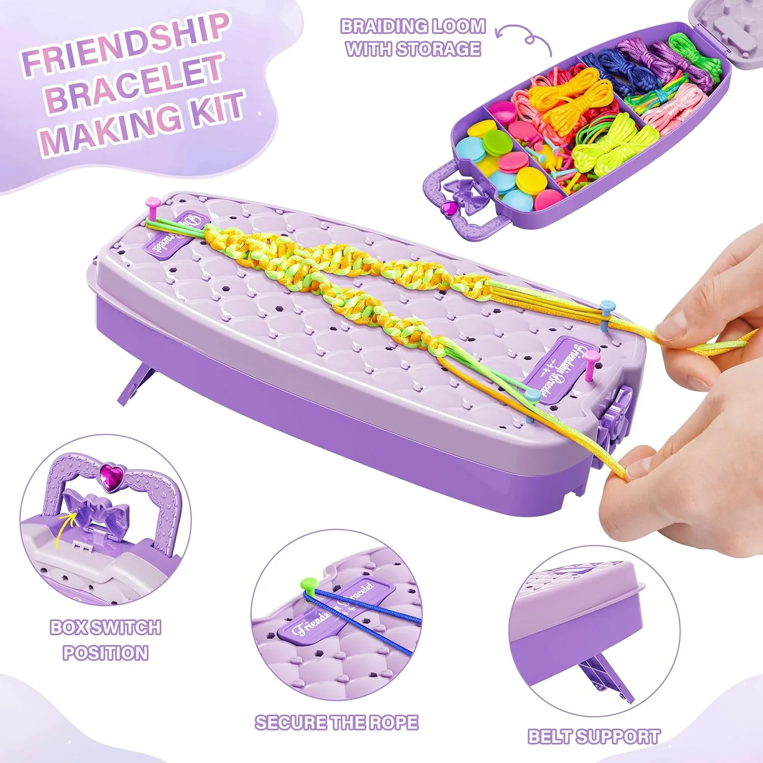 Dpai Friendship Bracelet Making Kit for Girls,DIY Arts and Crafts Toys,Jewelry String Maker Kit,The Best Birthday Gifts Ideas for Girls 6 7 8 9 10 11 12  Years Old（Double Purple