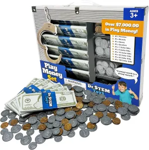 Dr. STEM Toys Play Money for Kids: Durable Boxed Set Provides 400 Pieces of Realistic Fake Money Bills & Fake Coins for Pretend Play, Helps Kids Learn Financial Responsibility & More
