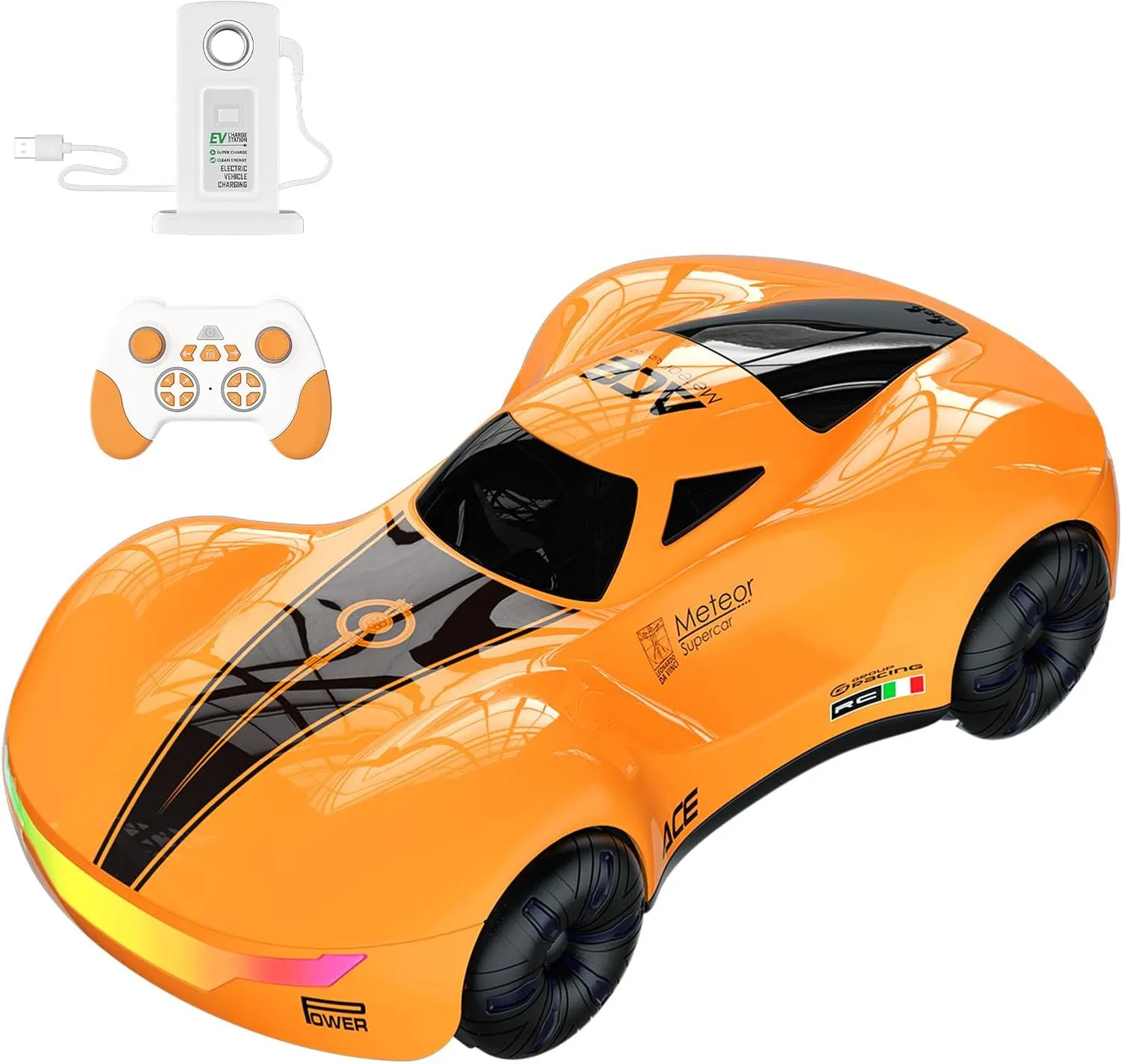 Drift Car, High-Speed Remote Control Cars, Rc Drift Cars for Adults, 32  km/H, 1:16 Scale, Self-Spray, Infinity Color Lamp, 1200mAh Battery, Racing Level Operation, Gift for Kids/Adults (Orange)