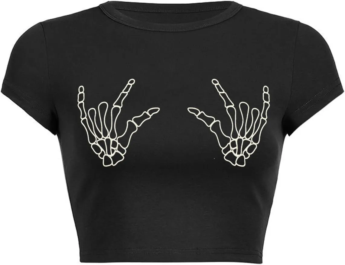 E Girl Clothing Graphic Print Summer Crop Top for Teen Girls