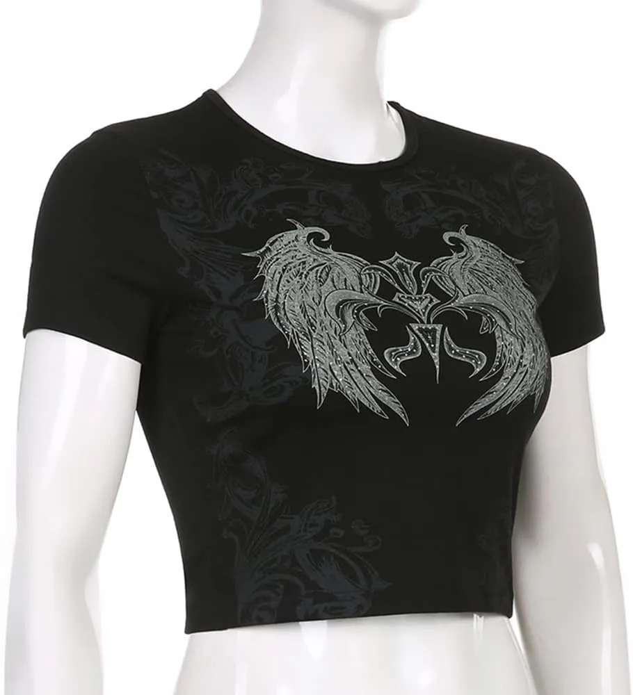 E Girl Clothing Graphic Print Summer Crop Top for Teen Girls
