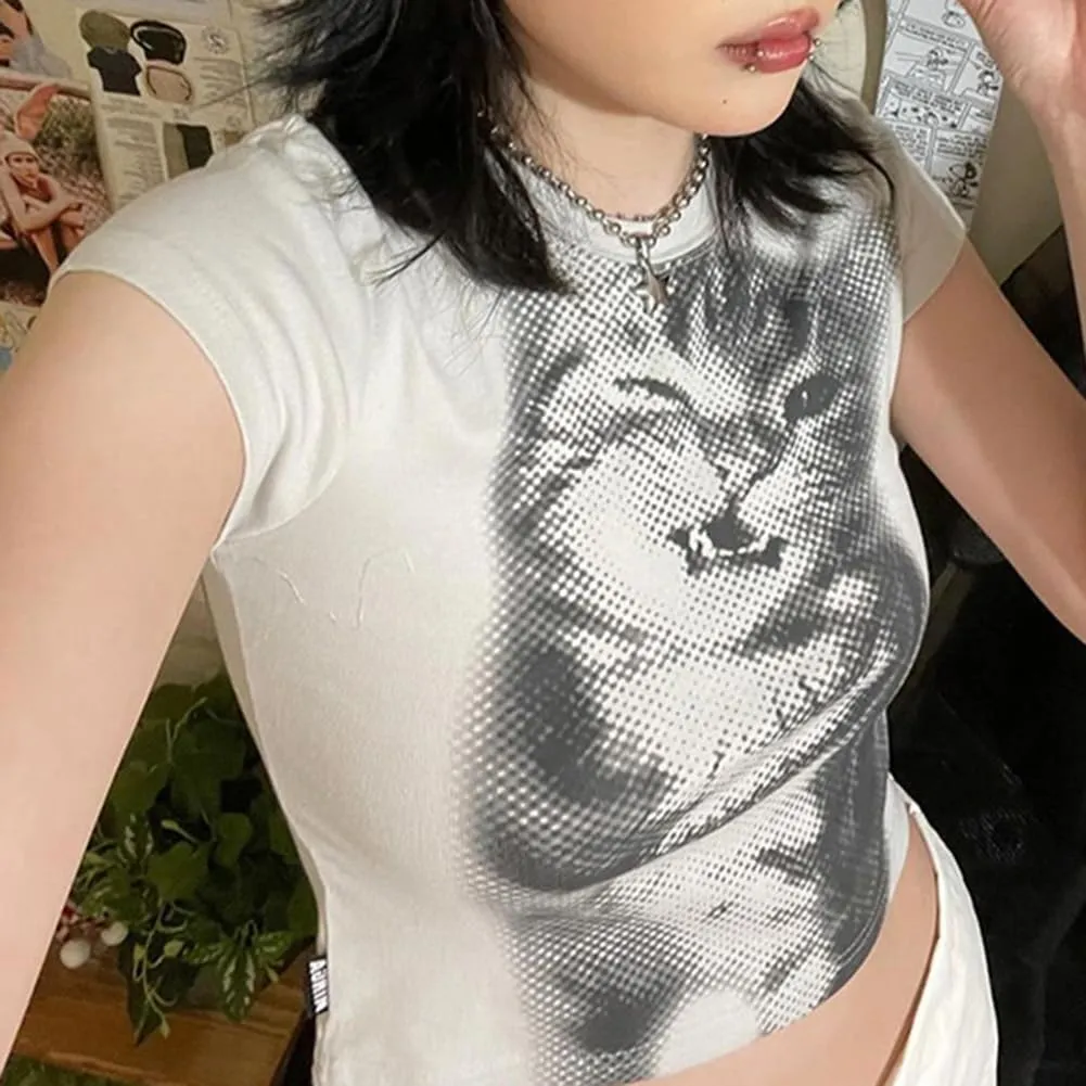 E Girl Clothing Graphic Print Summer Crop Top for Teen Girls
