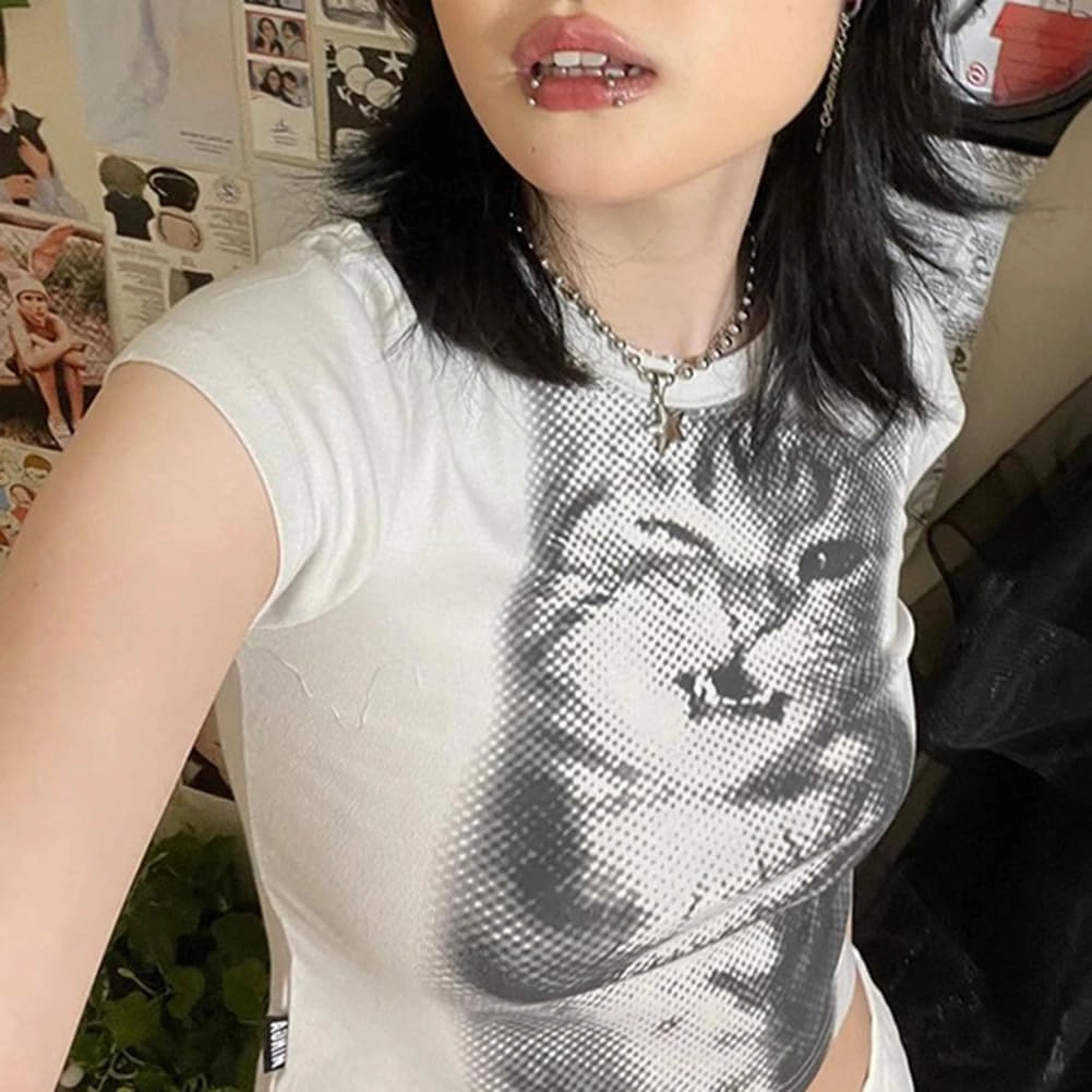E Girl Clothing Graphic Print Summer Crop Top for Teen Girls