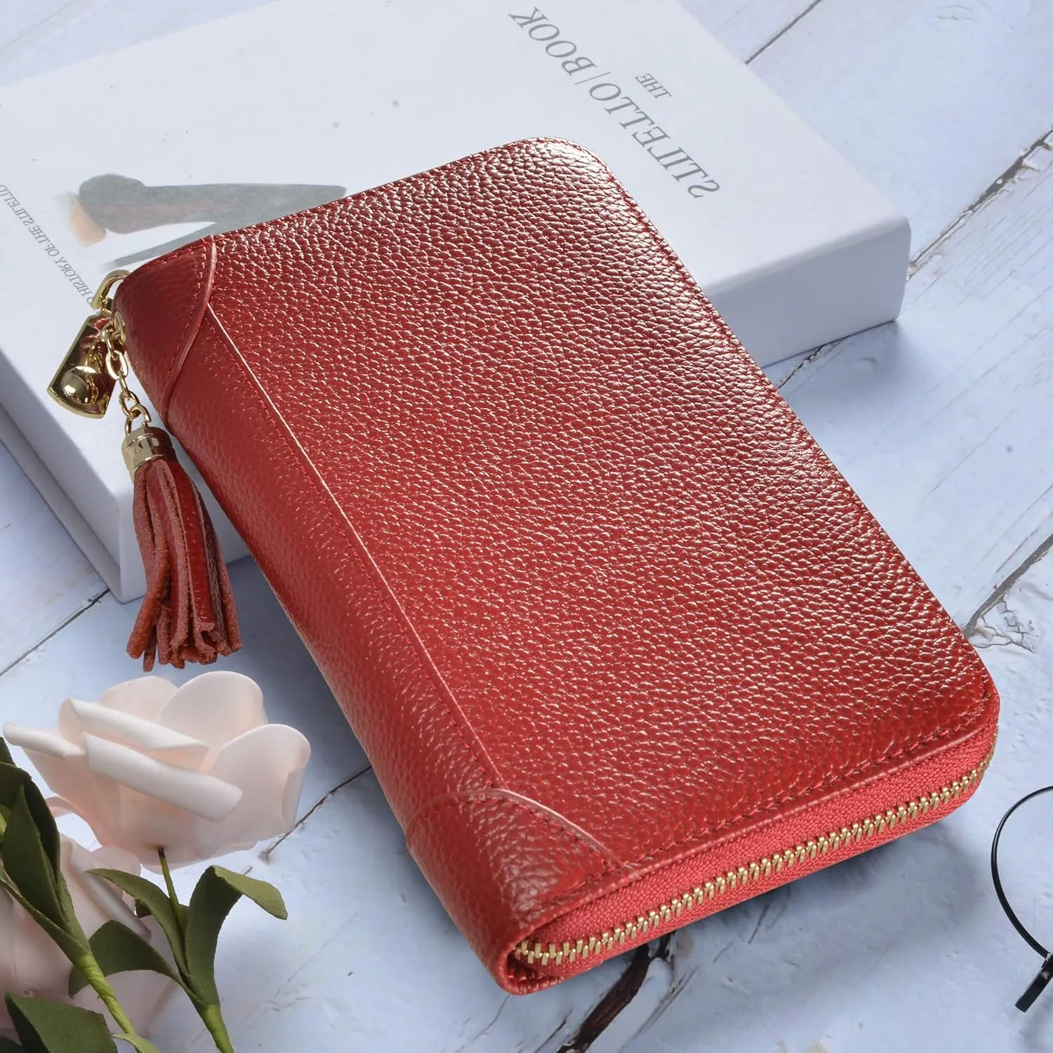 Easyoulife Credit Card Holder Wallet Womens Zipper Leather Case Purse RFID Blocking