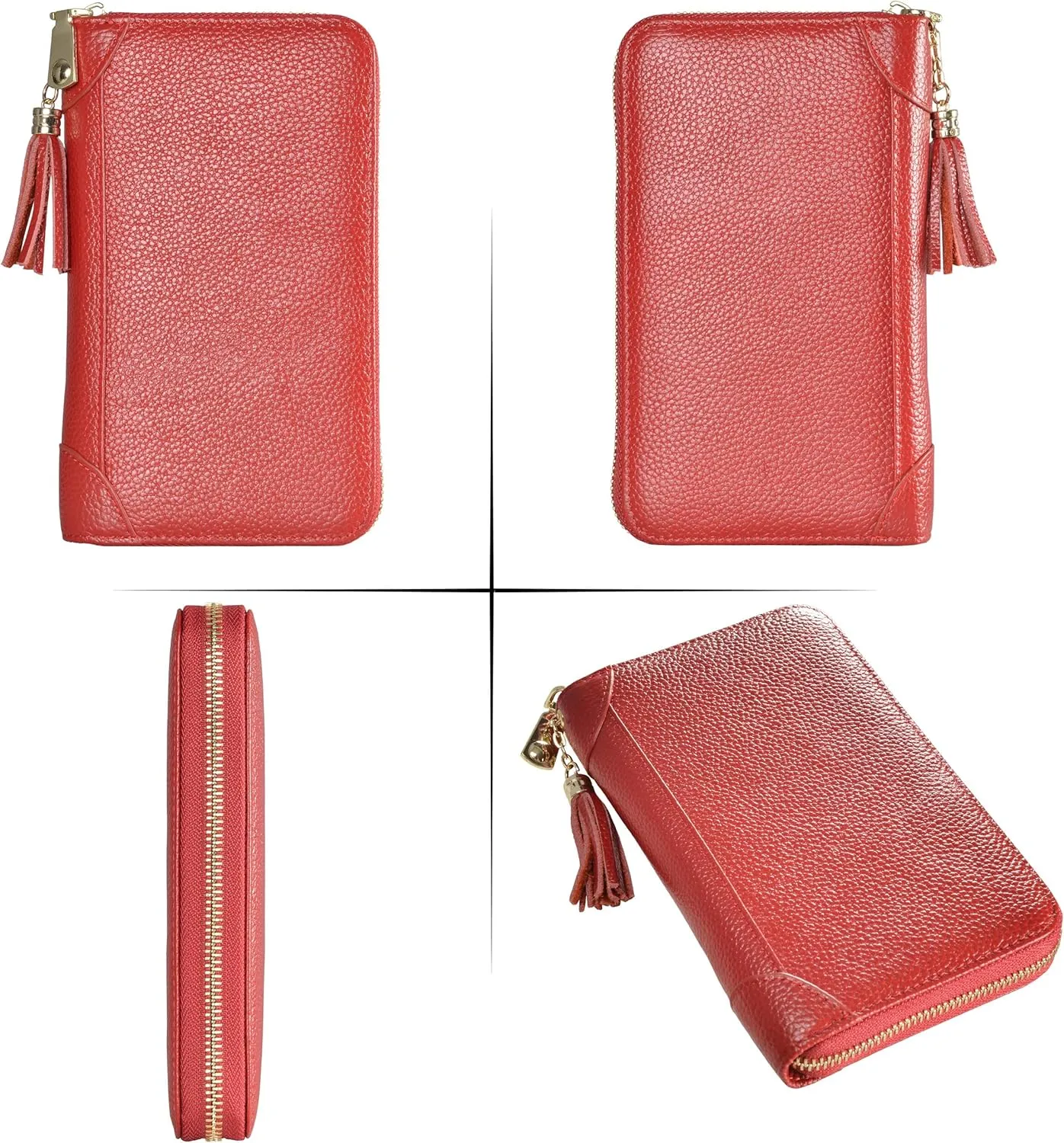 Easyoulife Credit Card Holder Wallet Womens Zipper Leather Case Purse RFID Blocking