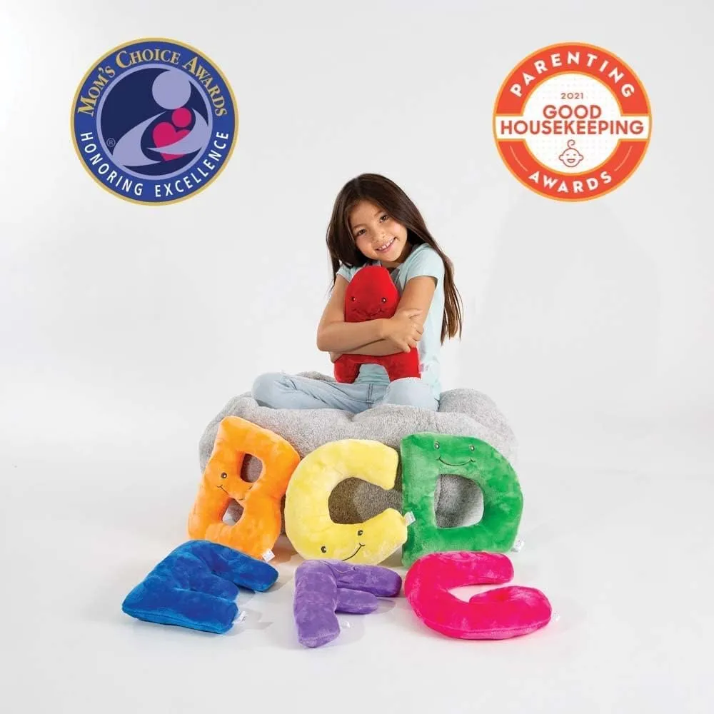 Educational Alphabet Toys - 26 Piece Rhino Grey Set, Large 11" Stuffed Letters in Plush Bag - Perfect Learning Language Awareness & ABCs Recognition Gifts for Kids, 3, 4, & 5 Year Olds