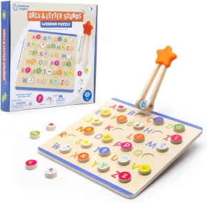 Educational Insights ABCs & Letter Sounds Wooden Puzzle - Alphabet Puzzles for Toddlers, Preschool Montessori Toys, Fine Motor Sets & Games, Learning Uppercase and Lowercase Letters for Kids Ages 3 