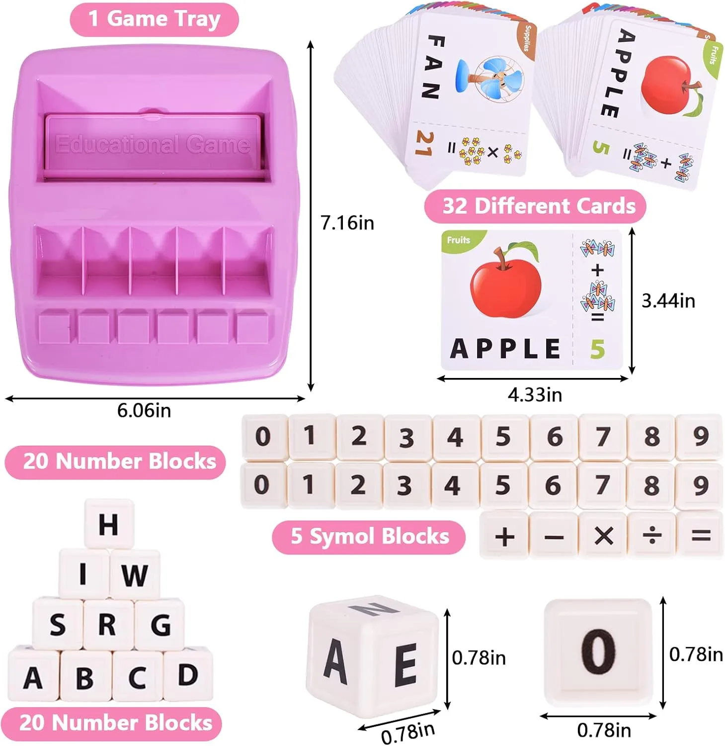 Educational Toys for Kids Ages 3-8, Matching Letter Spelling Game ABC Learning, learning toys for 4-7 year old girls ,Birthday Party Gifts Easter Basket Stuffer for 3 4 5 6 7 8 Year Olds Girls Pink