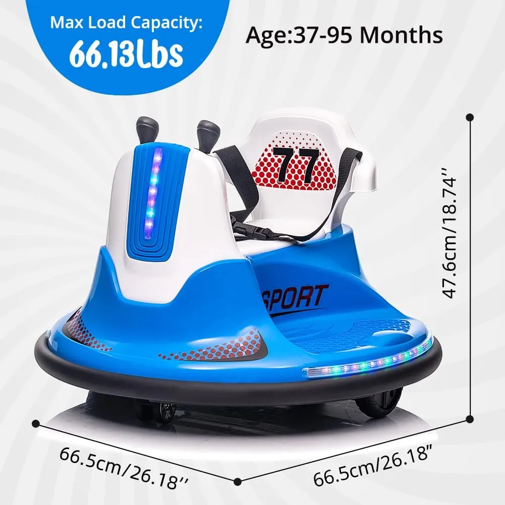 Electric Ride On Bumper Car for Kids Bumping Car with Remote Control, Safety Belt, Flashing Lights, Music, 360° Spin Ride On Toy for Toddlers, Boys, and Girls, Blue