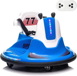 Electric Ride On Bumper Car for Kids Bumping Car with Remote Control, Safety Belt, Flashing Lights, Music, 360° Spin Ride On Toy for Toddlers, Boys, and Girls, Blue