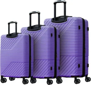Elegant 3-Piece Hardshell Luggage Set for Stress-Free Travel, Lightweight and Durable with Double Spinner Wheels, Purple