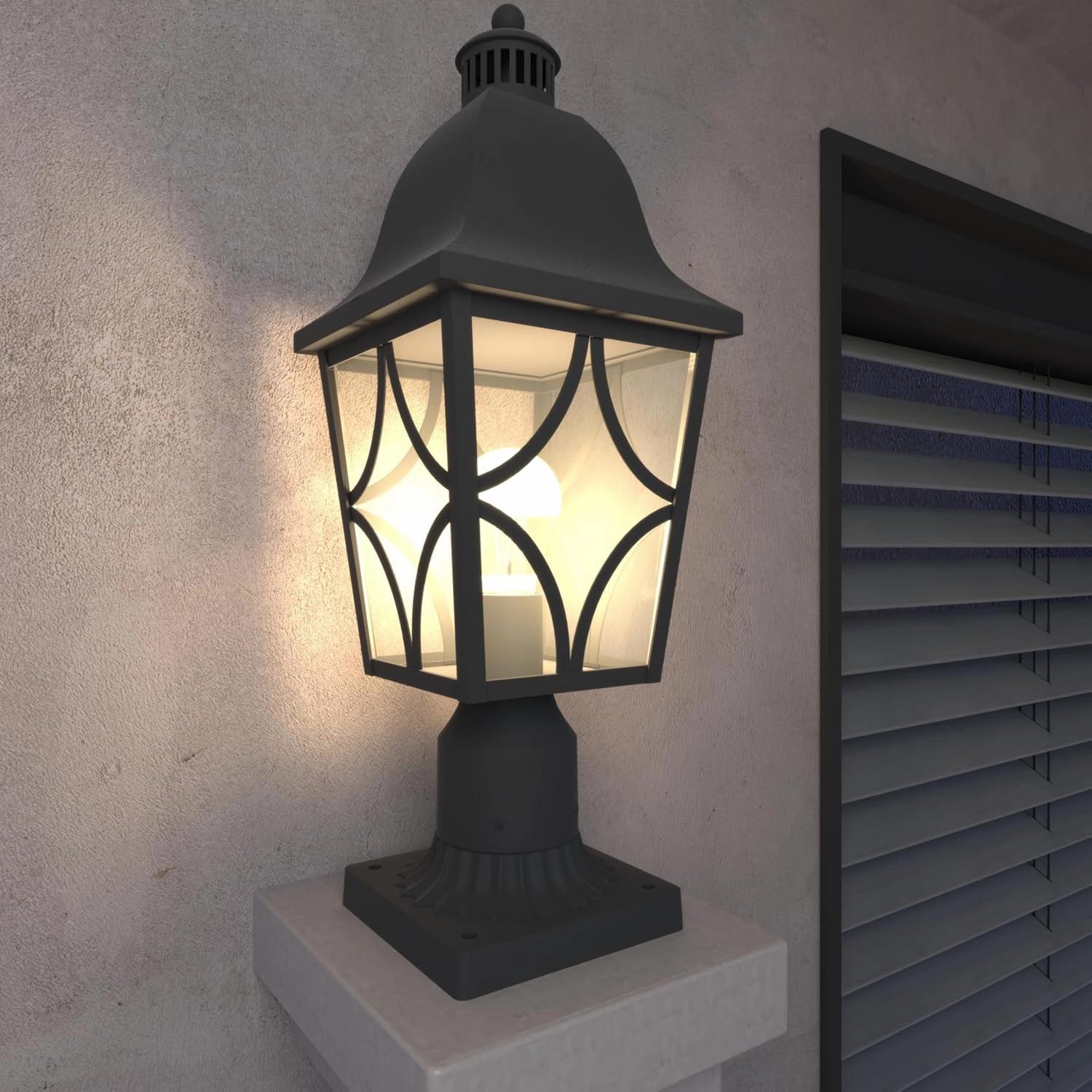 Elegant Outdoor Post Light for Enhanced Ambiance, Durable Aluminum with Glass, Garden or Patio Lighting