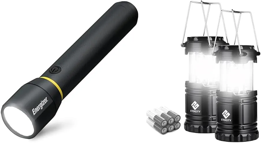 Energizer LED Flashlight Vision PRO, Ultra Bright 1000  Lumens, IPX4 Water Resistant & Etekcity Lantern Camping Essentials Lights, Led Lantern for Power Outages, Tent Lights for Emergency