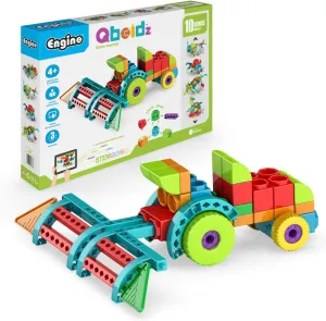 Engino: Qboidz Farm Tractor - 10 Model Brick Building Set, Toy Construction, Coloring-Math Activities, Stack-Click Assembly, STEM Play-Learn, Kids 4 