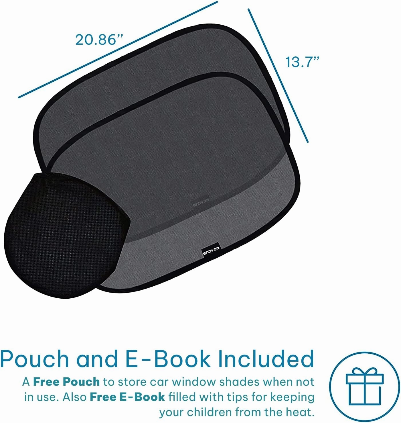 Enovoe Car Window Shades for Baby (4 Pack) - 21"x14" - Sun Shade Blocker, Cling - Glare Shield and UV Rays Protection for Your Child - Side Window Screens for SUV- Mesh Window Shades for car Baby