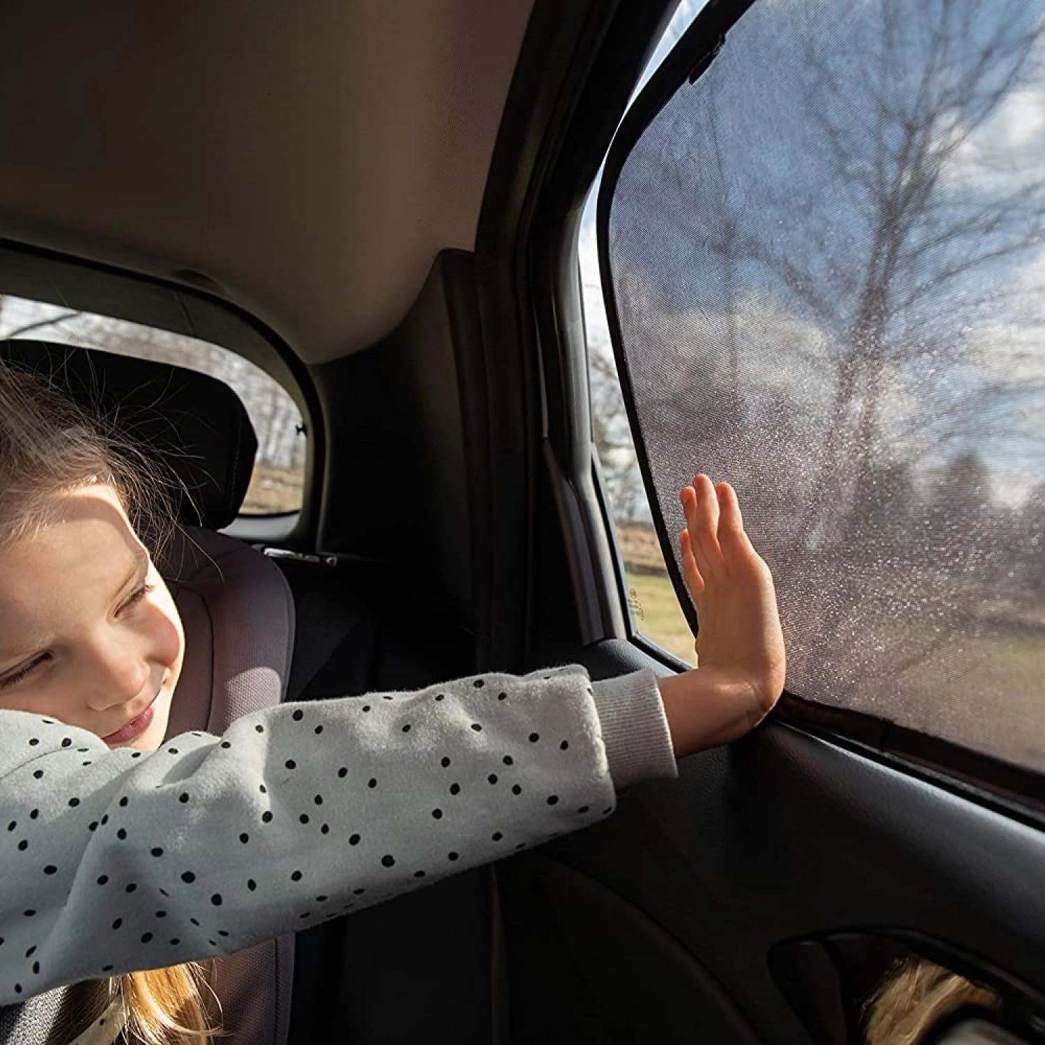 Enovoe Car Window Shades for Baby (4 Pack) - 21"x14" - Sun Shade Blocker, Cling - Glare Shield and UV Rays Protection for Your Child - Side Window Screens for SUV- Mesh Window Shades for car Baby