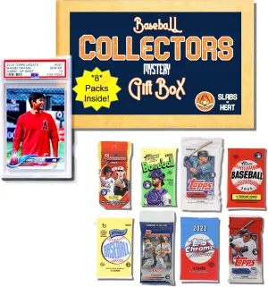 Epic Baseball Gift Box & Collection Starter Set1 Graded Card   8 Sealed Packs of Modern Licensed CardsPSA/BGS Graded Card 10, 9.5 or 9 & 200 SleevesPossible AutographsSlabs of Heat