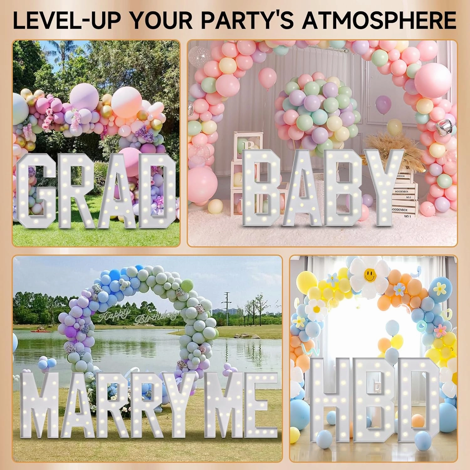 eufony 4FT Marquee Letters - Large Light Up Letter T for Birthday Party, Baby Shower & Anniversary Decor - 4 Feet DIY Kit