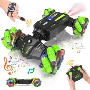 Eulogia Gesture Sensing RC Stunt Car,2.4Ghz RC Car with Spray Effect, 360° Rotate Transform Off-Road Drift RC Cars with Lights Music, Suitable for Kids Over 5  Years Old (s)