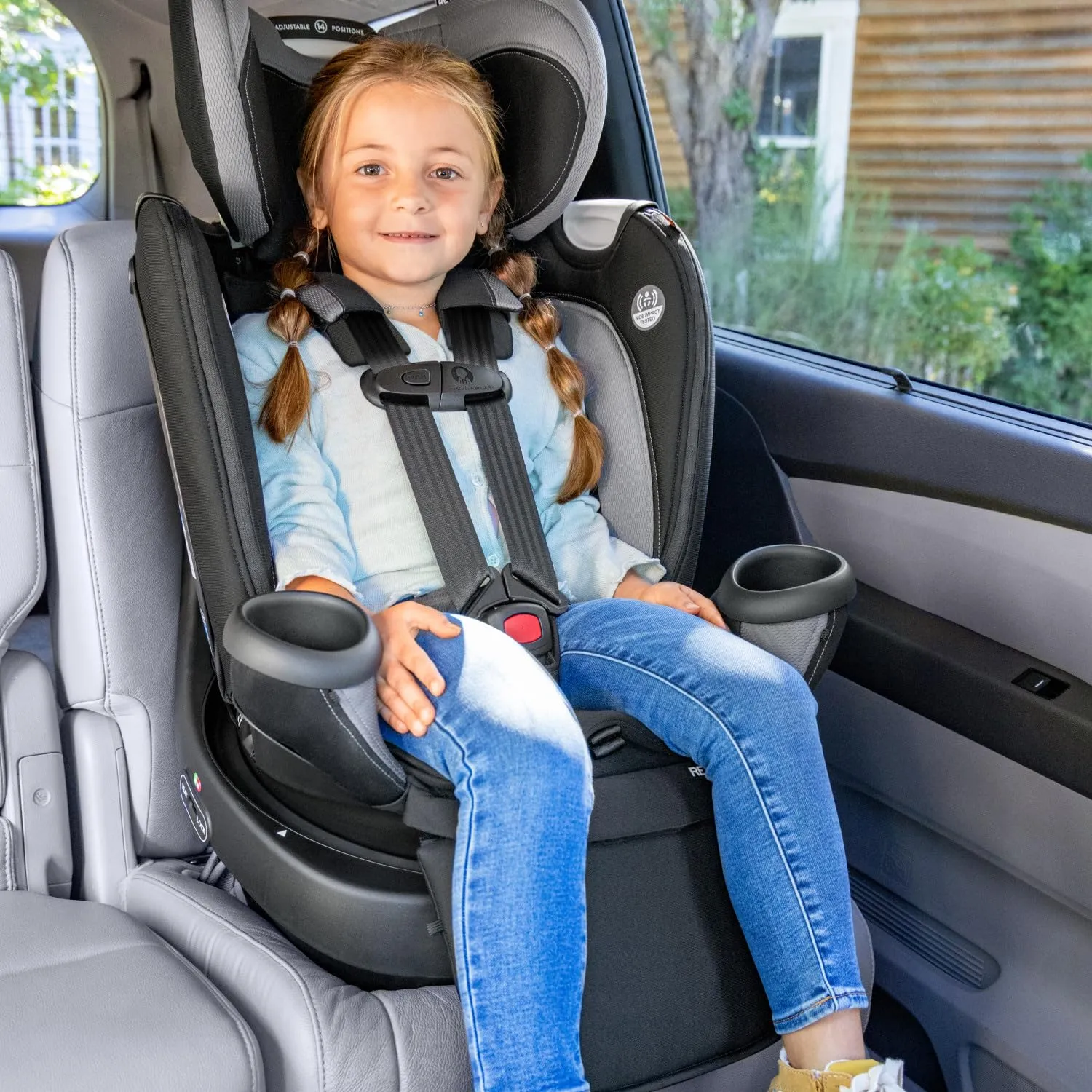 Evenflo Revolve360 Extend Convertible Car Seat with 360 Degree Rotation, Extended Rear-Facing, Forward-Facing, Booster Mode, and Secure Latch Install, Revere Gray