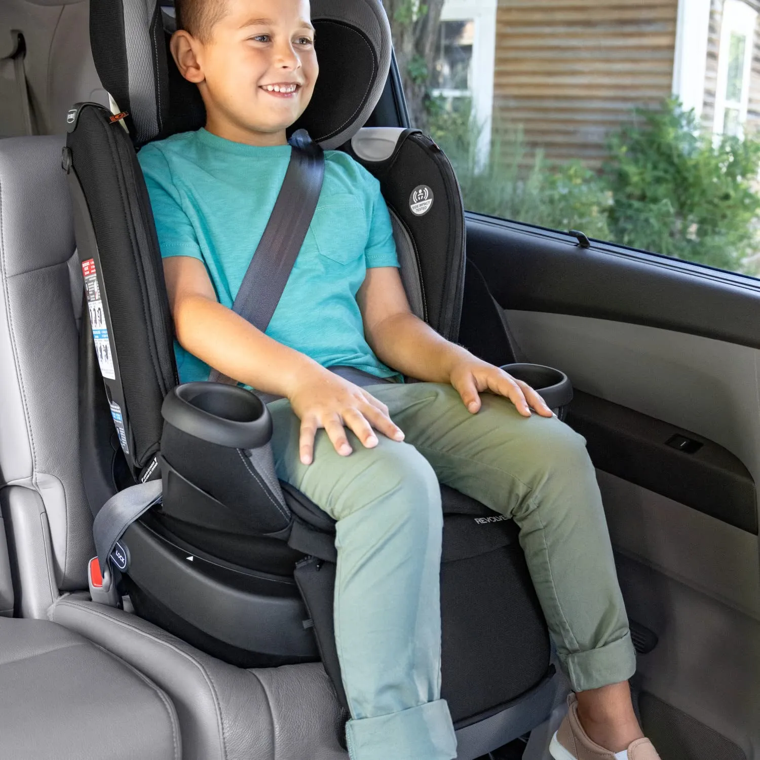 Evenflo Revolve360 Extend Convertible Car Seat with 360 Degree Rotation, Extended Rear-Facing, Forward-Facing, Booster Mode, and Secure Latch Install, Revere Gray