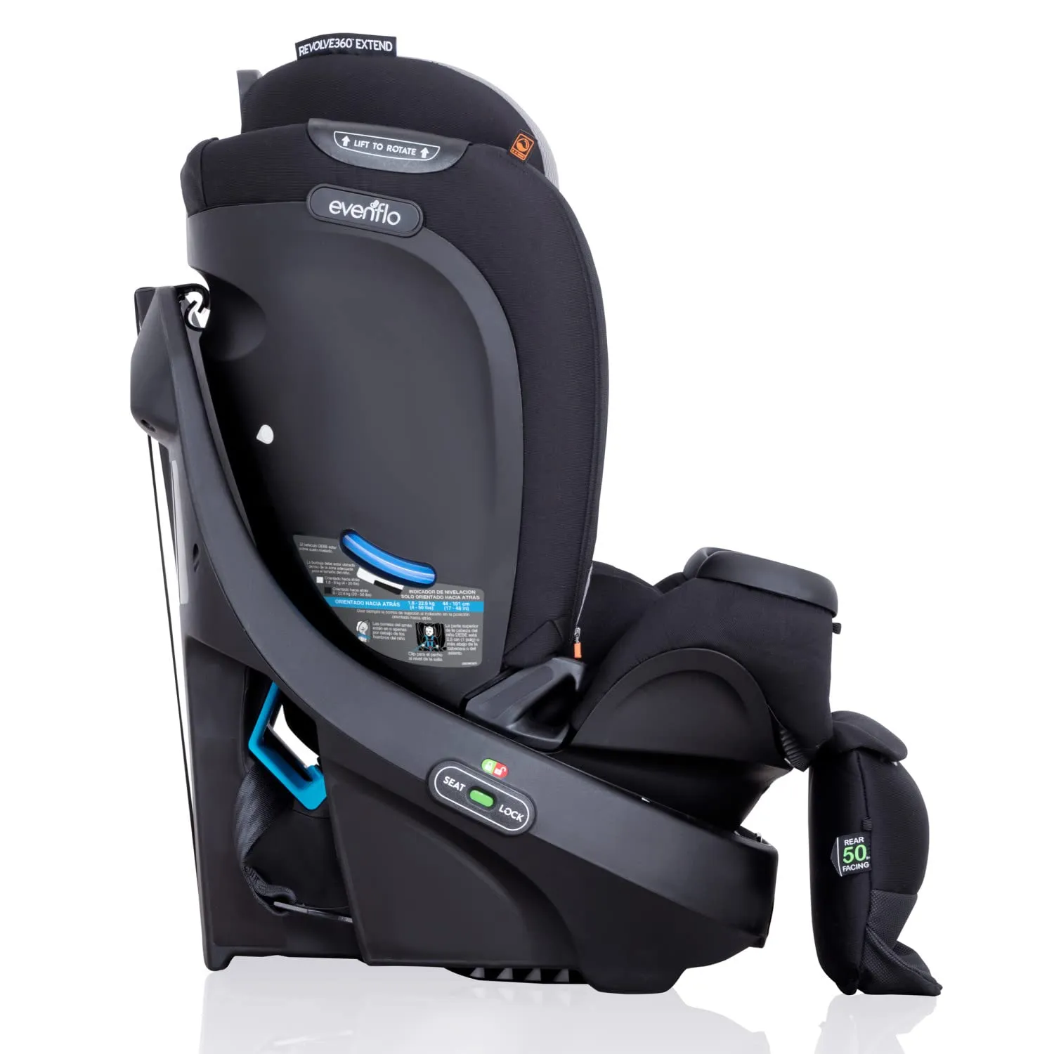 Evenflo Revolve360 Extend Convertible Car Seat with 360 Degree Rotation, Extended Rear-Facing, Forward-Facing, Booster Mode, and Secure Latch Install, Revere Gray