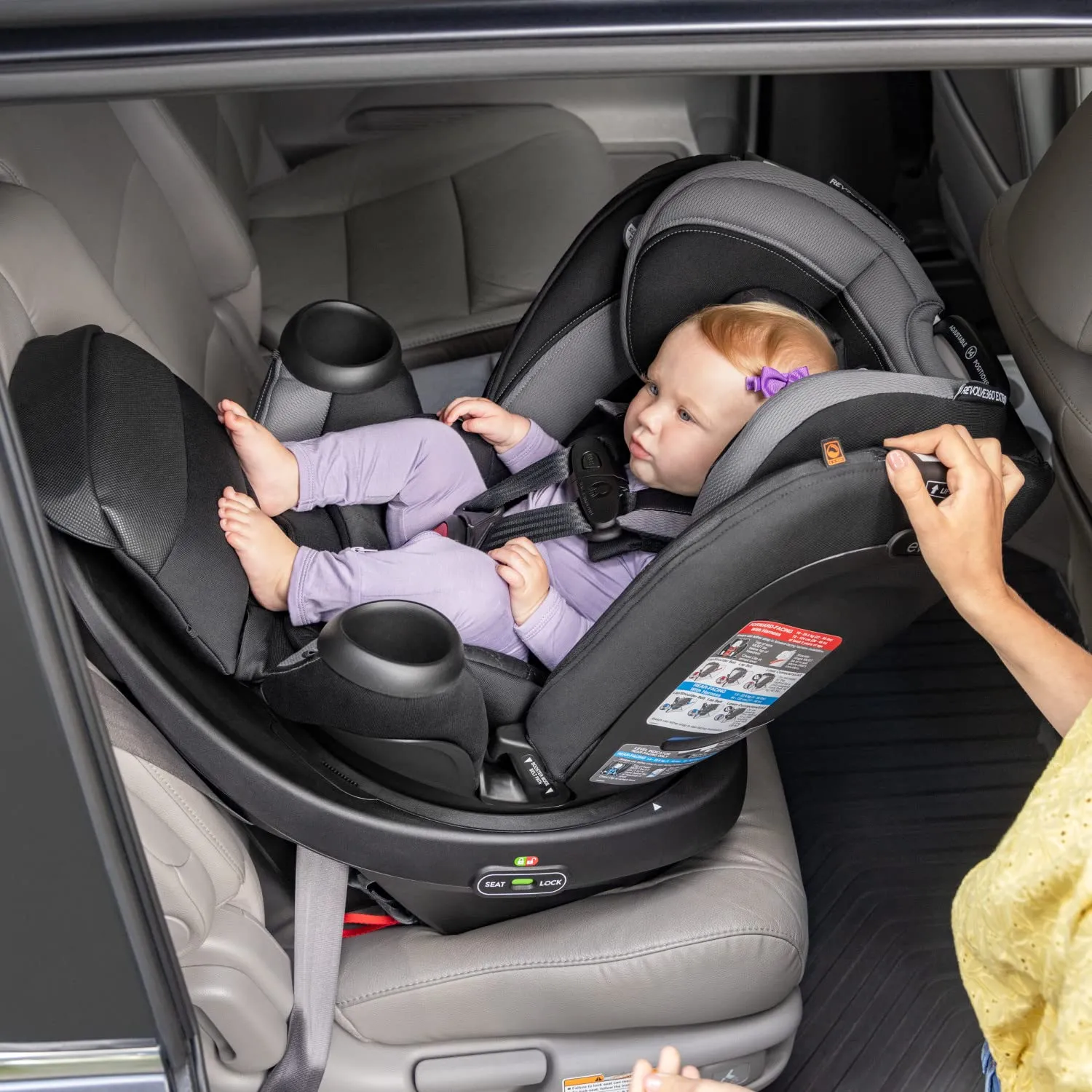 Evenflo Revolve360 Extend Convertible Car Seat with 360 Degree Rotation, Extended Rear-Facing, Forward-Facing, Booster Mode, and Secure Latch Install, Revere Gray