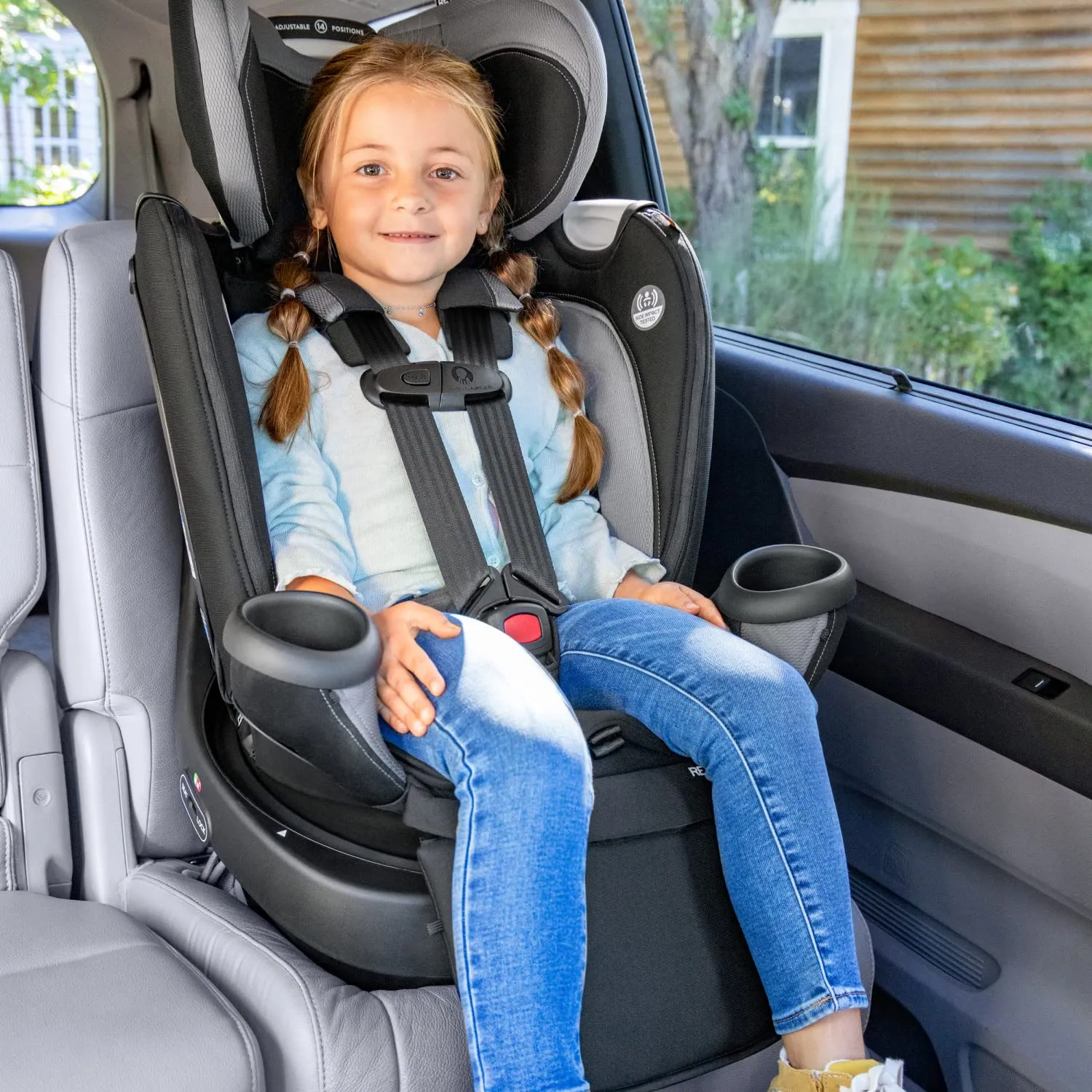 Evenflo Revolve360 Extend Convertible Car Seat with 360 Degree Rotation, Extended Rear-Facing, Forward-Facing, Booster Mode, and Secure Latch Install, Revere Gray