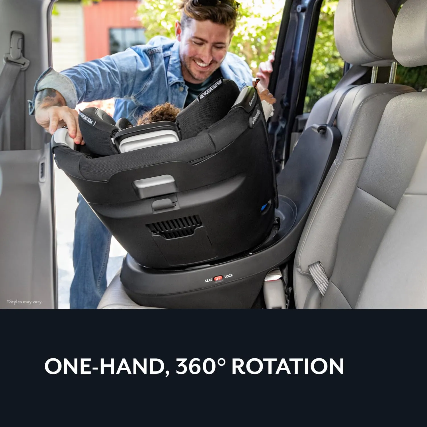 Evenflo Revolve360 Slim 2-in-1 Rotational Car Seat with Quick Clean Cover (Sutton Purple)