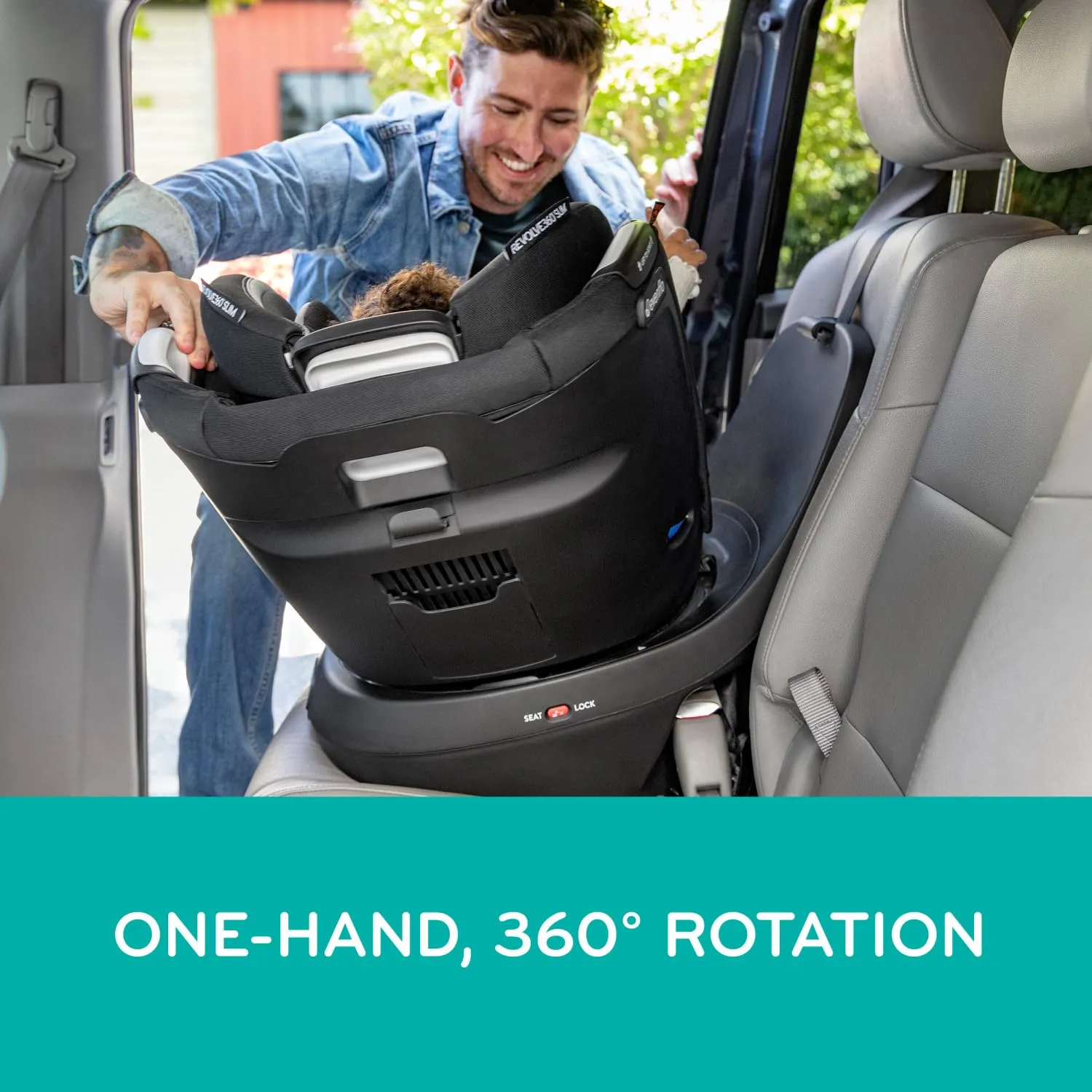 Evenflo Revolve360 Slim 2-in-1 Rotational Car Seat with Quick Clean Cover (Sutton Purple)