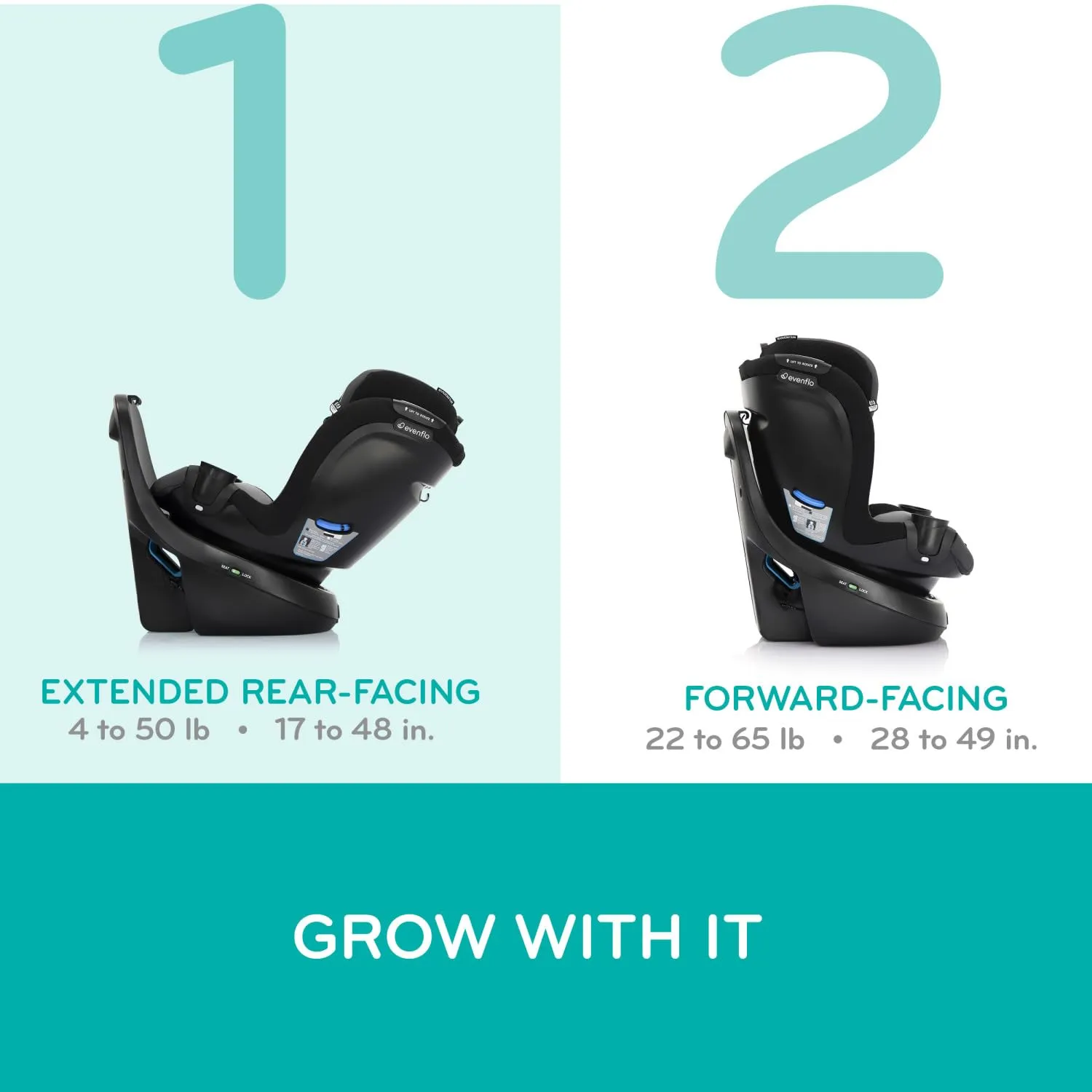 Evenflo Revolve360 Slim 2-in-1 Rotational Car Seat with Quick Clean Cover (Sutton Purple)