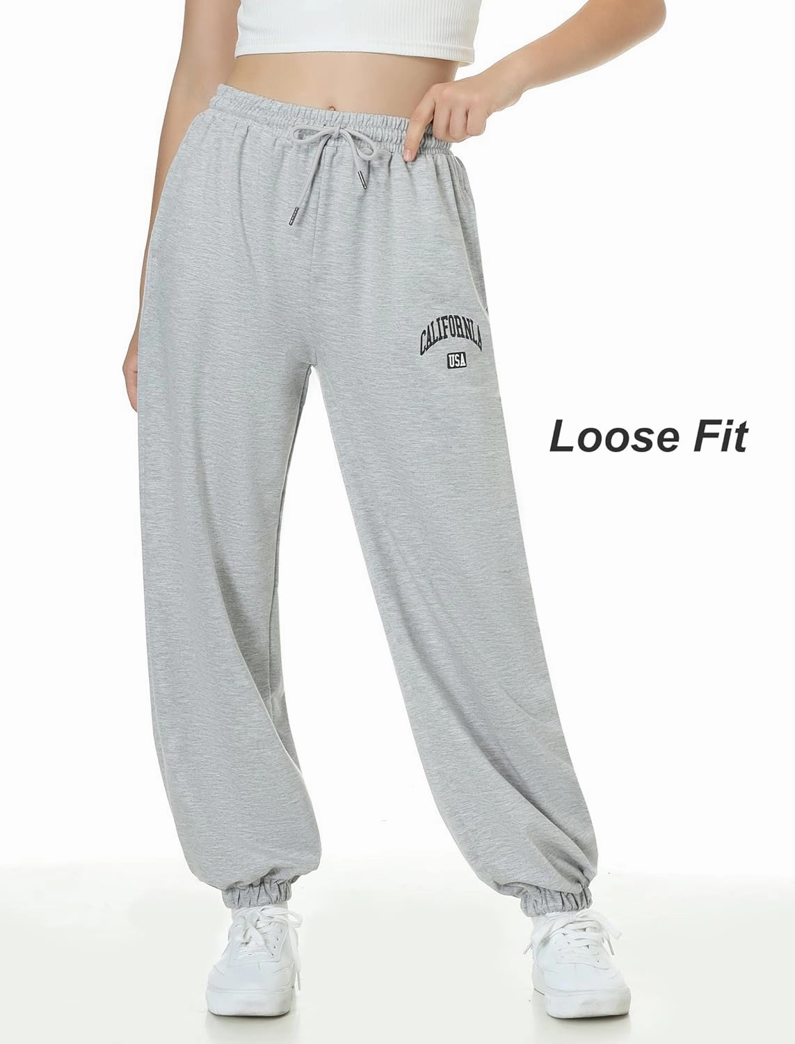EXARUS 3 Pack Girls Sweatpants Letter Graphic Print with Pockets Sweat Pants High Waisted Cute Joggers 6-14Y
